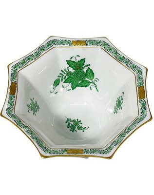 Small Chinese Bouquet Apponyi Green Porcelain Bowl from Herend Hungary-UCH-1224541