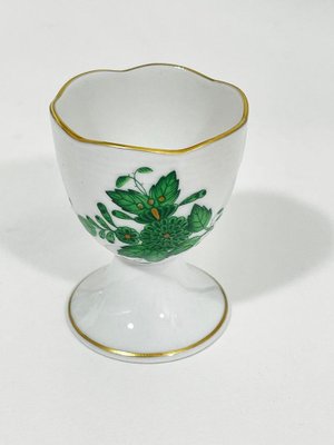 Small Chinese Porcelain Apponyi Green Bouquet Egg Cups and Plates from Herend Hungary, Set of 24-UCH-1224307