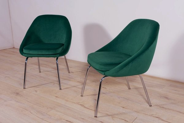 Small Chrome and Fabric Armchairs, 1960s, Set of 2-NIT-1326322