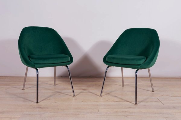 Small Chrome and Fabric Armchairs, 1960s, Set of 2-NIT-1326322