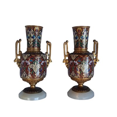 Small Cloisonne Vases, Set of 2-TCS-1115721