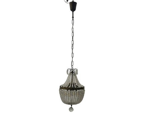 Small Crystal Beaded Pendant Light, 1940s-JJC-1761712