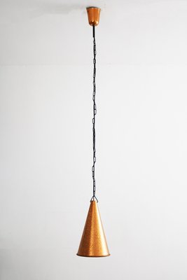 Small Danish Brutalist Hand-Hammered Copper Pendant Lamp from Horn Aalestrup, 1960s-FJP-2032249