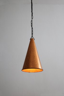 Small Danish Brutalist Hand-Hammered Copper Pendant Lamp from Horn Aalestrup, 1960s-FJP-2032249