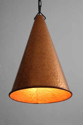 Small Danish Brutalist Hand-Hammered Copper Pendant Lamp from Horn Aalestrup, 1960s-FJP-2032249