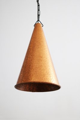 Small Danish Brutalist Hand-Hammered Copper Pendant Lamp from Horn Aalestrup, 1960s-FJP-2032249