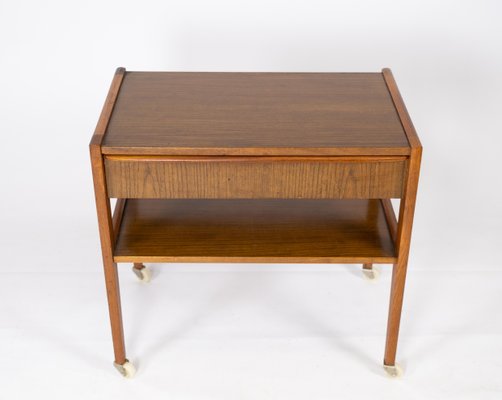 Small Danish Side Table with Drawer in Teak, 1960s-UY-852196