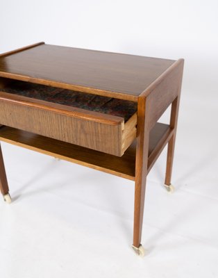 Small Danish Side Table with Drawer in Teak, 1960s-UY-852196