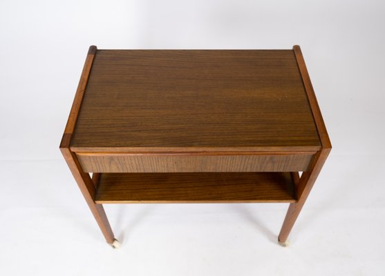 Small Danish Side Table with Drawer in Teak, 1960s-UY-852196