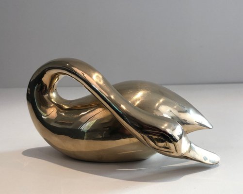 Small Decorative Brass Duck in Brass, 1970s-BA-1470308