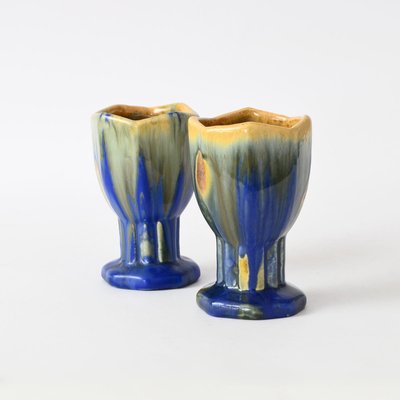 Small Drip Glaze Vases from Faiencerie Thulin, Set of 2-IXK-1440922