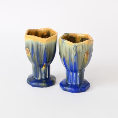 Small Drip Glaze Vases from Faiencerie Thulin, Set of 2-IXK-1440922