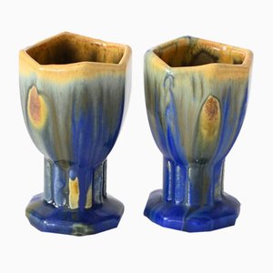 Small Drip Glaze Vases from Faiencerie Thulin, Set of 2-IXK-1440922