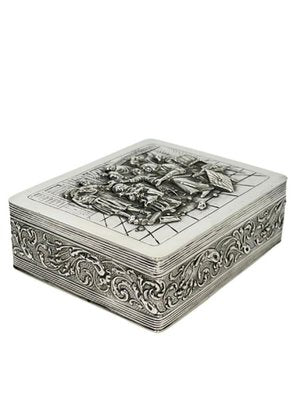 Small Dutch Silver Box with a Scene After a Painting by Jan Steen-UCH-1224351