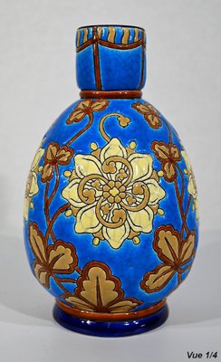 Small Early 20th Century Vase With Flower Decorations in Longwy Enamels-RVK-1338960