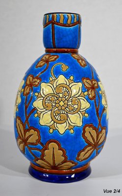 Small Early 20th Century Vase With Flower Decorations in Longwy Enamels-RVK-1338960