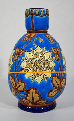 Small Early 20th Century Vase With Flower Decorations in Longwy Enamels-RVK-1338960