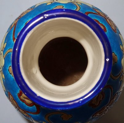 Small Early 20th Century Vase With Flower Decorations in Longwy Enamels-RVK-1338960