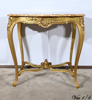 Small End of 19th Century Louis XV Medium Table in Gilded Wood-RVK-1817795