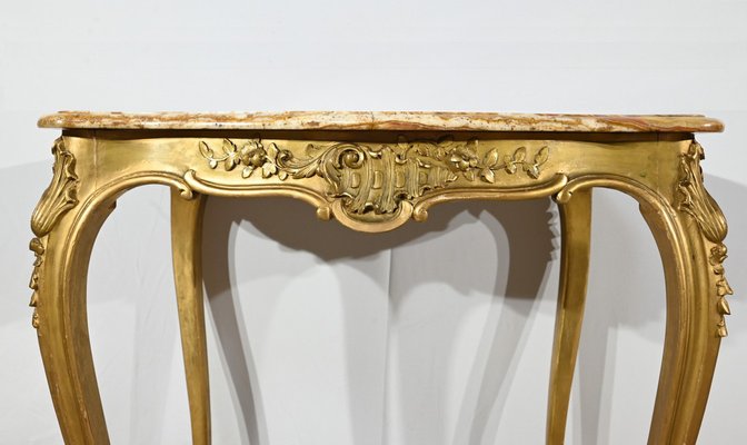 Small End of 19th Century Louis XV Medium Table in Gilded Wood-RVK-1817795