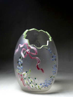 Small End of the 19th Century Egg Vase with Hand-Enameled Frosted Glass in the style of Legras-GRD-2035987