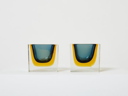 Small Faceted Murano Glass Bowls by Flavio Poli for Seguso, 1960s, Set of 2-YJA-1388791