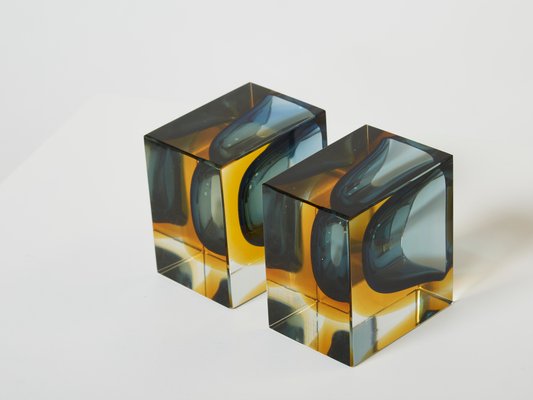 Small Faceted Murano Glass Bowls by Flavio Poli for Seguso, 1960s, Set of 2-YJA-1388791