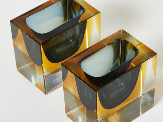 Small Faceted Murano Glass Bowls by Flavio Poli for Seguso, 1960s, Set of 2-YJA-1388791