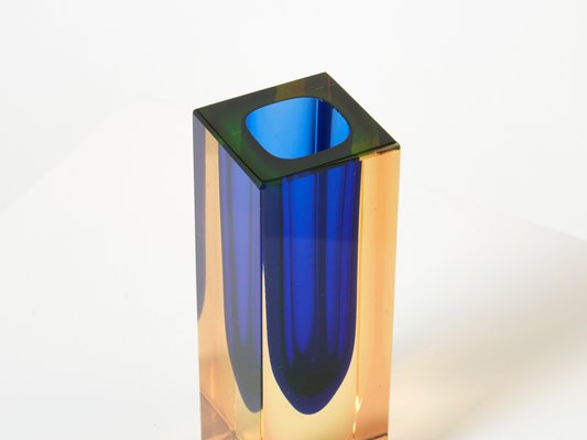 Small Faceted Sommerso Murano Glass Vase, 1970s-YJA-1388772