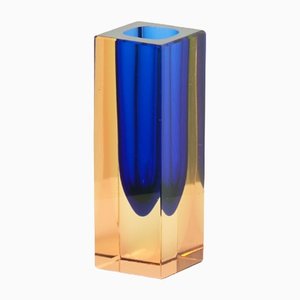 Small Faceted Sommerso Murano Glass Vase, 1970s-YJA-1388772