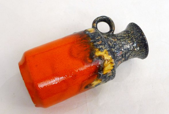 Small Fat Lava Pitcher Vase with Bubbling Orange & Marbled Enamel from Scheurich Keramik, West Germany, 1970s-RNR-2019866