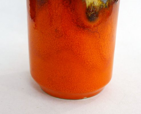 Small Fat Lava Pitcher Vase with Bubbling Orange & Marbled Enamel from Scheurich Keramik, West Germany, 1970s-RNR-2019866