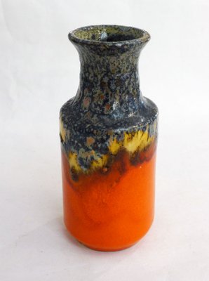 Small Fat Lava Pitcher Vase with Bubbling Orange & Marbled Enamel from Scheurich Keramik, West Germany, 1970s-RNR-2019866