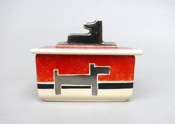 Small French Art Deco Lidded Box in Ceramic, 1920s-EY-2028303