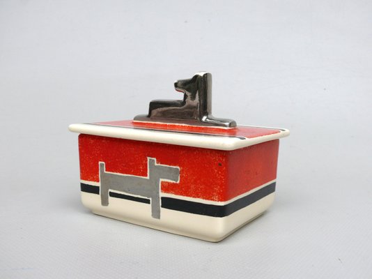 Small French Art Deco Lidded Box in Ceramic, 1920s-EY-2028303