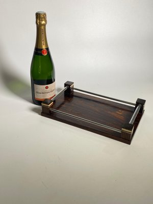 Small French Art Deco Tray in Wood and Metal, 1940-UR-1383593