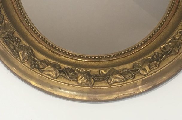 Small French Gilt Stuck Oval Mirror, 1900s-BA-697559