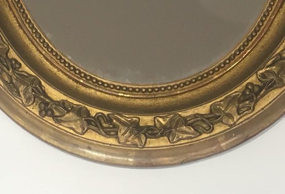 Small French Gilt Stuck Oval Mirror, 1900s-BA-697559