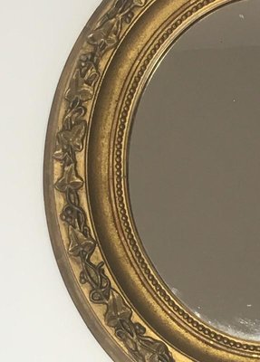 Small French Gilt Stuck Oval Mirror, 1900s-BA-697559