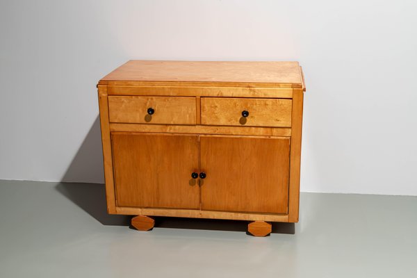 Small French Wood 2-Door Cabinet with Side Leaf Top, 1970s-ITV-1407095