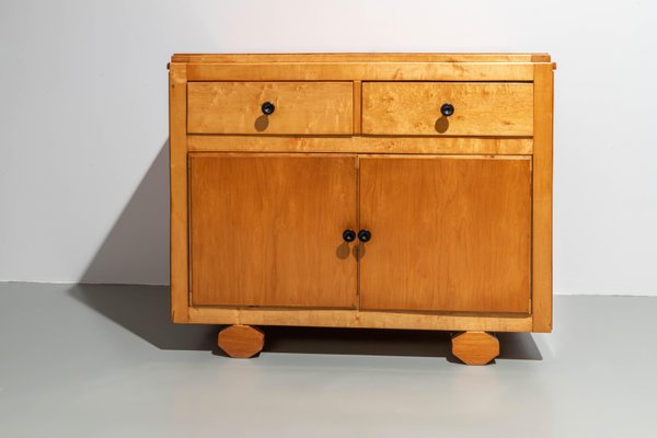 Small French Wood 2-Door Cabinet with Side Leaf Top, 1970s-ITV-1407095