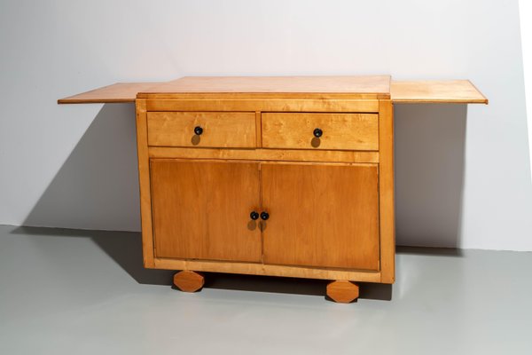 Small French Wood 2-Door Cabinet with Side Leaf Top, 1970s-ITV-1407095