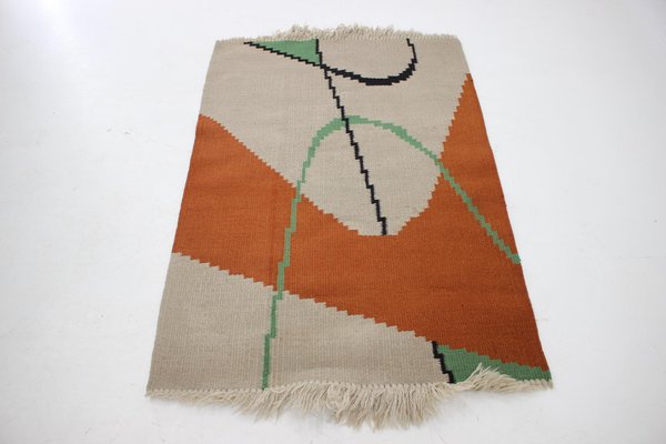 Small Geometric Kilim Carpet in Style of Antonín Kybal, 1950s-TZ-1277085