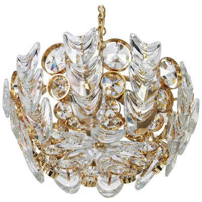 Small Gilt Brass and Crystal Glass Encrusted Chandelier by Palwa, Germany 1970s-UGR-1085635