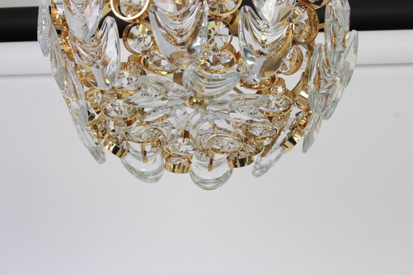 Small Gilt Brass and Crystal Glass Encrusted Chandelier from Palwa, Germany 1970s-UGR-1085775