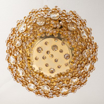 Small Gilt Brass Cut-Glass Flower Flush Mount from Palwa, Germany, 1970s-UGR-1726245