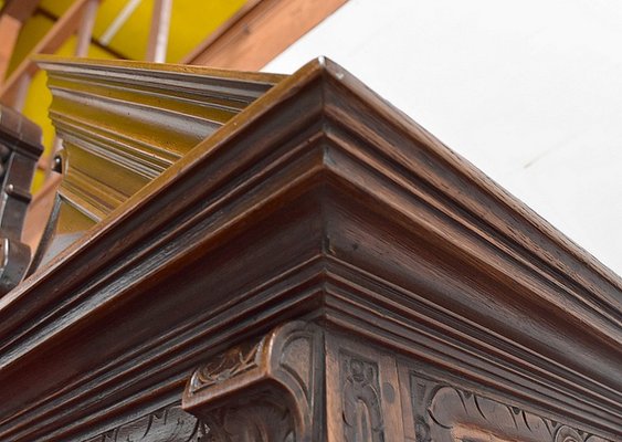 Small Gothic Walnut 2-Part Buffet, 19th Century-RVK-1422963