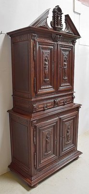 Small Gothic Walnut 2-Part Buffet, 19th Century-RVK-1422963