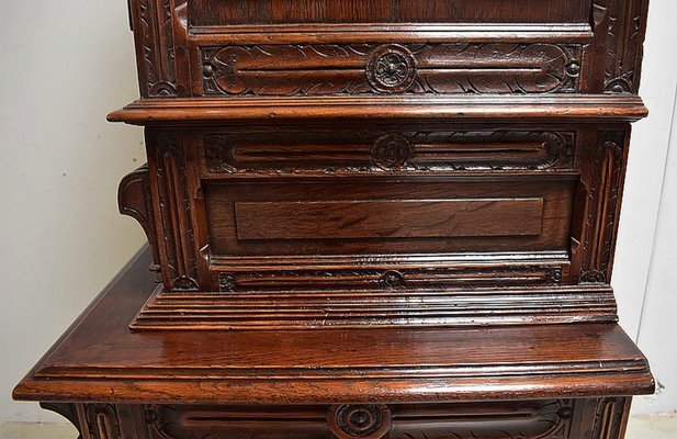 Small Gothic Walnut 2-Part Buffet, 19th Century-RVK-1422963