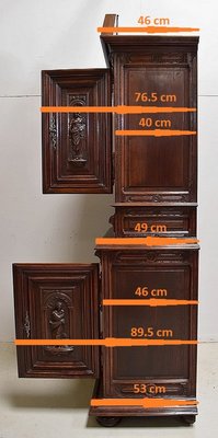 Small Gothic Walnut 2-Part Buffet, 19th Century-RVK-1422963